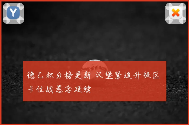 德乙积分榜更新 汉堡紧追升级区 卡位战悬念延续